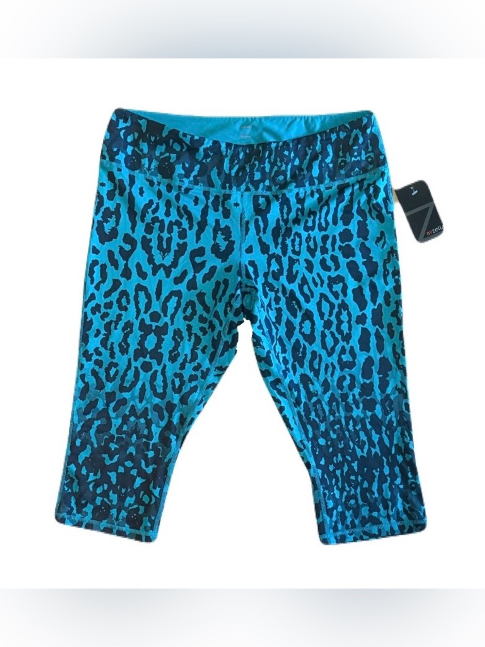 NWT Z by Zella Women’s Teal and Navy Leopard Capri Leggings- Size XL